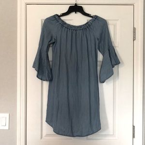 XS, Westport denim off shoulder mini dress